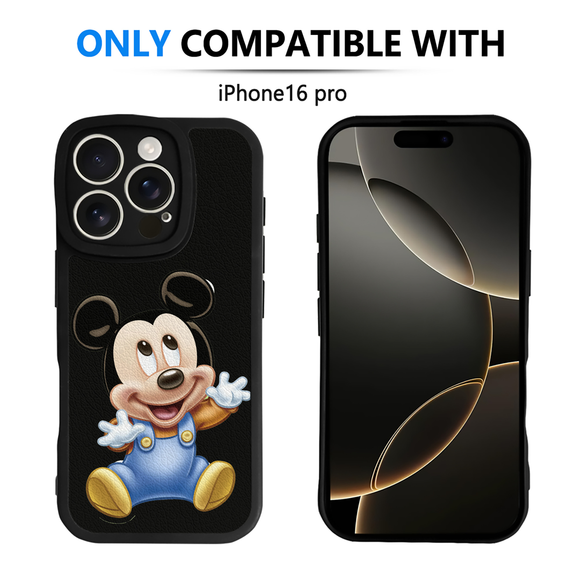 （画像用） ミッキーマウス Mickey Mouse 【iPhone 16シリーズ対応】シリコンスマホケース（レザー調） 材質：シリコン